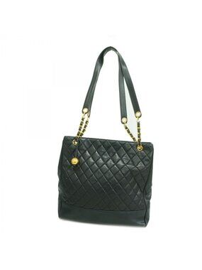 Chanel Shoulder Bag Quilted Lambskin Navy Gold